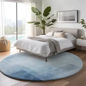 Machine Washable Indoor/Outdoor Pacifica Blue 8\' x 8\' Round Rug