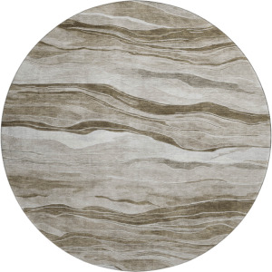 Machine Washable Indoor/Outdoor Pacifica Brown 8' x 8' Round Rug