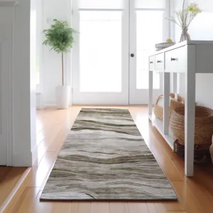 Machine Washable Indoor/Outdoor Pacifica Brown 2\'3\" x 7\'6\" Runner Rug