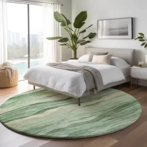 Machine Washable Indoor/Outdoor Pacifica Green 8\' x 8\' Round Rug