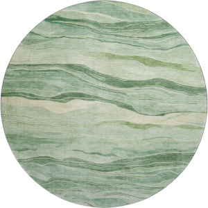 Machine Washable Indoor/Outdoor Pacifica Green 8' x 8' Round Rug