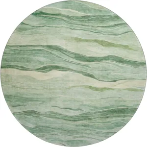 Machine Washable Indoor/Outdoor Pacifica Green 8\' x 8\' Round Rug
