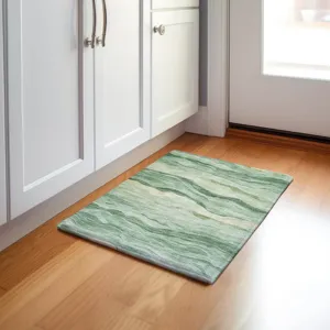 Machine Washable Indoor/Outdoor Pacifica Green 1\'8\" x 2\'6\" Rug