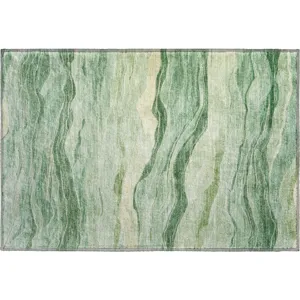 Machine Washable Indoor/Outdoor Pacifica Green 1\'8\" x 2\'6\" Rug