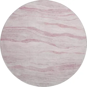 Machine Washable Indoor/Outdoor Pacifica Pink 8\' x 8\' Round Rug