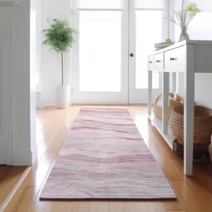 Machine Washable Indoor/Outdoor Pacifica Pink 2\'3\" x 7\'6\" Runner Rug