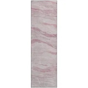 Machine Washable Indoor/Outdoor Pacifica Pink 2\'3\" x 7\'6\" Runner Rug