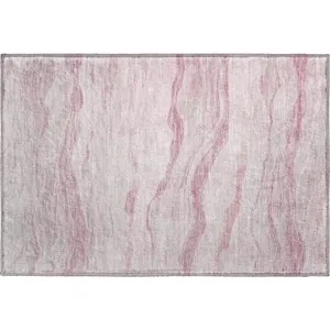 Machine Washable Indoor/Outdoor Pacifica Pink 1\'8\" x 2\'6\" Rug