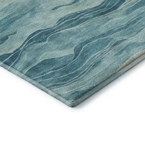 Machine Washable Indoor/Outdoor Pacifica Turquoise 5\' x 7\'6\" Rug