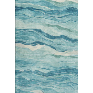 Machine Washable Indoor/Outdoor Pacifica Turquoise Rug