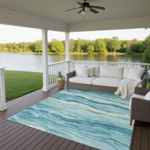 Machine Washable Indoor/Outdoor Pacifica Turquoise 5\' x 7\'6\" Rug