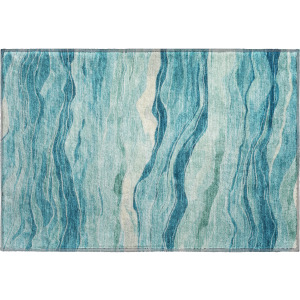 Machine Washable Indoor/Outdoor Pacifica Turquoise Rug