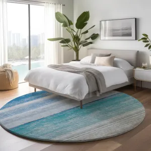 Machine Washable Indoor/Outdoor Pacifica Sky 8\' x 8\' Round Rug