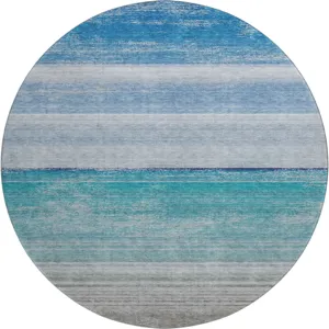 Machine Washable Indoor/Outdoor Pacifica Sky 8\' x 8\' Round Rug