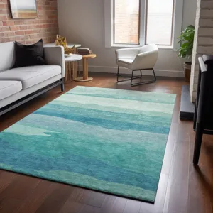 Machine Washable Indoor/Outdoor Pacifica Turquoise 9\' x 12\' Rug