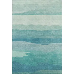 Machine Washable Indoor/Outdoor Pacifica Turquoise 9\' x 12\' Rug