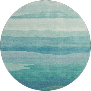 Machine Washable Indoor/Outdoor Pacifica Turquoise 8' x 8' Round Rug