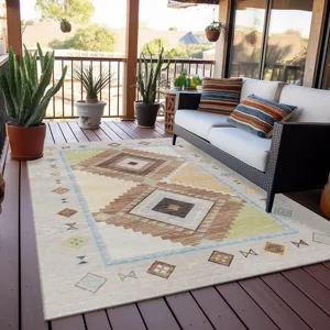Indoor/Outdoor Phoenix Taupe Washable 8\' x 10\' Rug