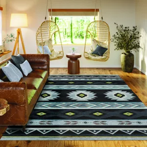 Indoor/Outdoor Phoenix Black Washable 8\' x 10\' Rug