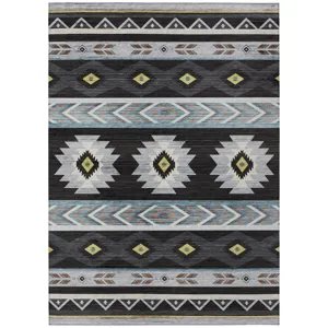 Indoor/Outdoor Phoenix Black Washable 8\' x 10\' Rug