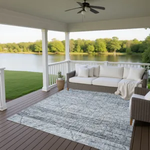 Luxury Washable Indoor/Outdoor Portico Blue 8\' x 10\' Rug