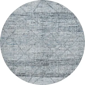 Luxury Washable Indoor/Outdoor Portico Blue 8\' x 8\' Round Rug