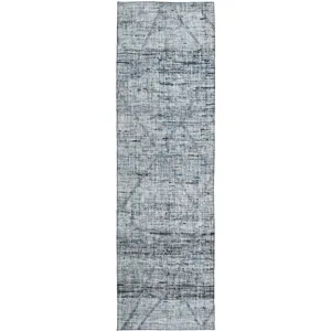 Luxury Washable Indoor/Outdoor Portico Blue 2\'3\" x 7\'6\" Runner Rug