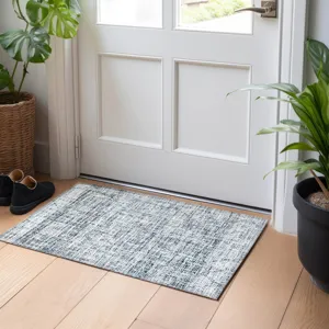 Luxury Washable Indoor/Outdoor Portico Blue 1\'8\" x 2\'6\" Rug