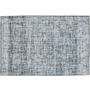 Luxury Washable Indoor/Outdoor Portico Blue 1\'8\" x 2\'6\" Rug