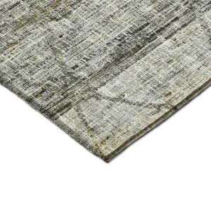 Luxury Washable Indoor/Outdoor Portico Pewter 1\'8\" x 2\'6\" Rug