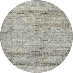 Luxury Washable Indoor/Outdoor Portico Pewter 8\' x 8\' Round Rug