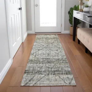Luxury Washable Indoor/Outdoor Portico Pewter 2\'3\" x 7\'6\" Runner Rug