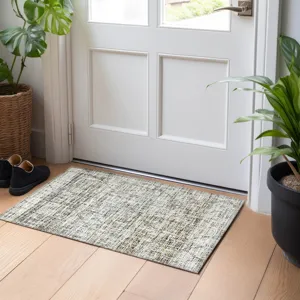 Luxury Washable Indoor/Outdoor Portico Pewter 1\'8\" x 2\'6\" Rug