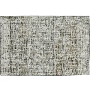 Luxury Washable Indoor/Outdoor Portico Pewter 1\'8\" x 2\'6\" Rug