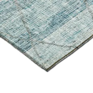 Luxury Washable Indoor/Outdoor Portico Teal 9\' x 12\' Rug