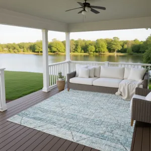 Luxury Washable Indoor/Outdoor Portico Teal 9\' x 12\' Rug