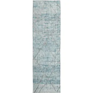 Luxury Washable Indoor/Outdoor Portico Teal 2\'3\" x 7\'6\" Runner Rug
