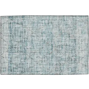 Luxury Washable Indoor/Outdoor Portico Teal 1\'8\" x 2\'6\" Rug