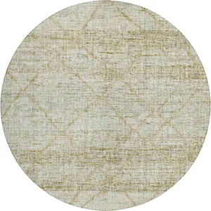 Luxury Washable Indoor/Outdoor Portico Wheat 8\' x 8\' Round Rug