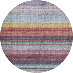 Luxury Washable Indoor/Outdoor Portico Lavender 8\' x 8\' Round Rug