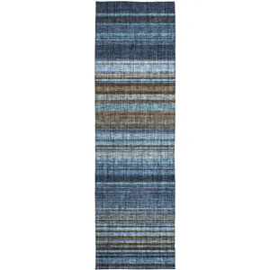 Luxury Washable Indoor/Outdoor Portico Navy 2\'3\" x 7\'6\" Runner Rug