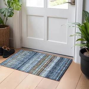 Luxury Washable Indoor/Outdoor Portico Navy 1\'8\" x 2\'6\" Rug