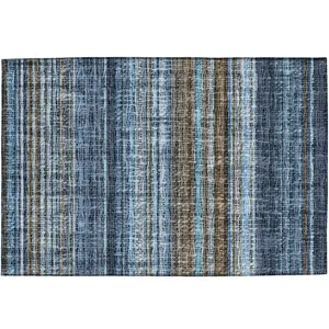 Luxury Washable Indoor/Outdoor Portico Navy 1\'8\" x 2\'6\" Rug
