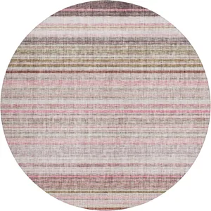 Luxury Washable Indoor/Outdoor Portico Pink 8\' x 8\' Round Rug