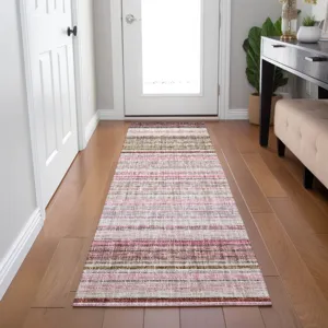 Luxury Washable Indoor/Outdoor Portico Pink 2\'3\" x 7\'6\" Runner Rug