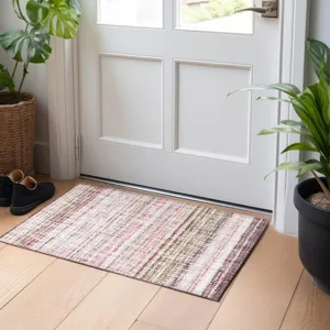 Luxury Washable Indoor/Outdoor Portico Pink 1\'8\" x 2\'6\" Rug