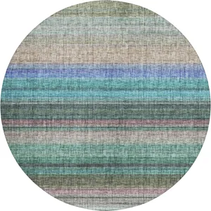 Luxury Washable Indoor/Outdoor Portico Sage 8\' x 8\' Round Rug