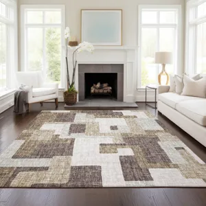 Luxury Washable Indoor/Outdoor Portico Brown 9\' x 12\' Rug