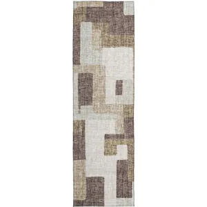 Luxury Washable Indoor/Outdoor Portico Brown 2\'3\" x 7\'6\" Runner Rug