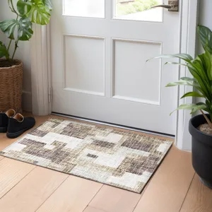 Luxury Washable Indoor/Outdoor Portico Brown 1\'8\" x 2\'6\" Rug